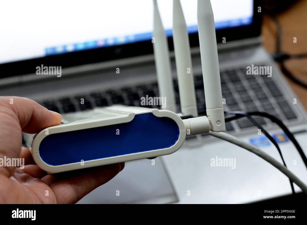 Cairo, Egypt, April 8 2023 A broadband wireless wifi and LAN router for high speed of