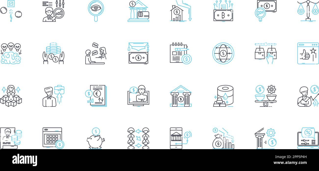 Income tax linear icons set. Deduction, Refund, Exemption, Taxable, Liability, Audit, Filing line vector and concept signs. Bracket,Return,W outline Stock Vector