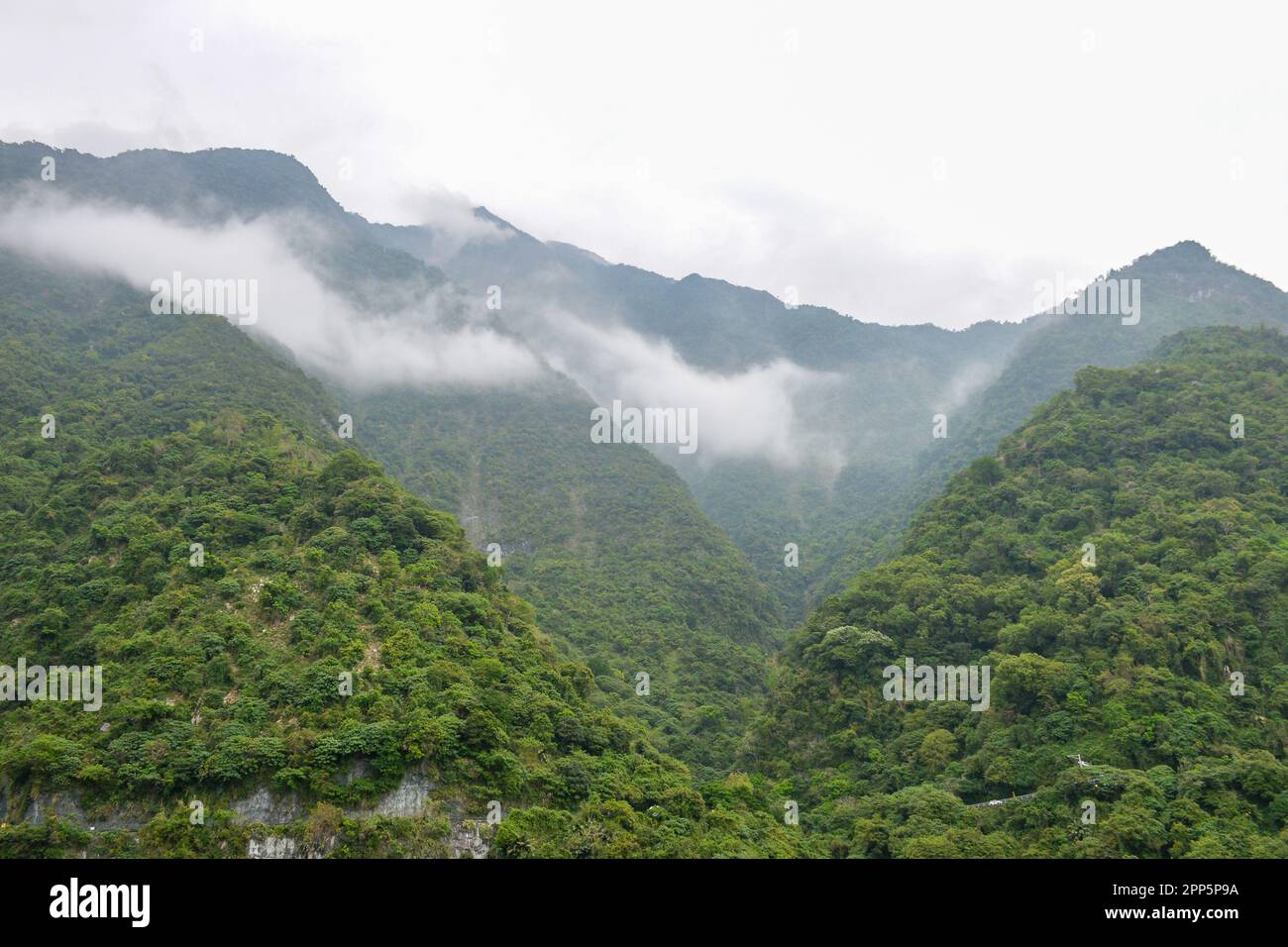 Scenic view of Taroko National Park with high green mountain in Taroko National Park, Xiulin Township, Hualien, Taiwan Stock Photo