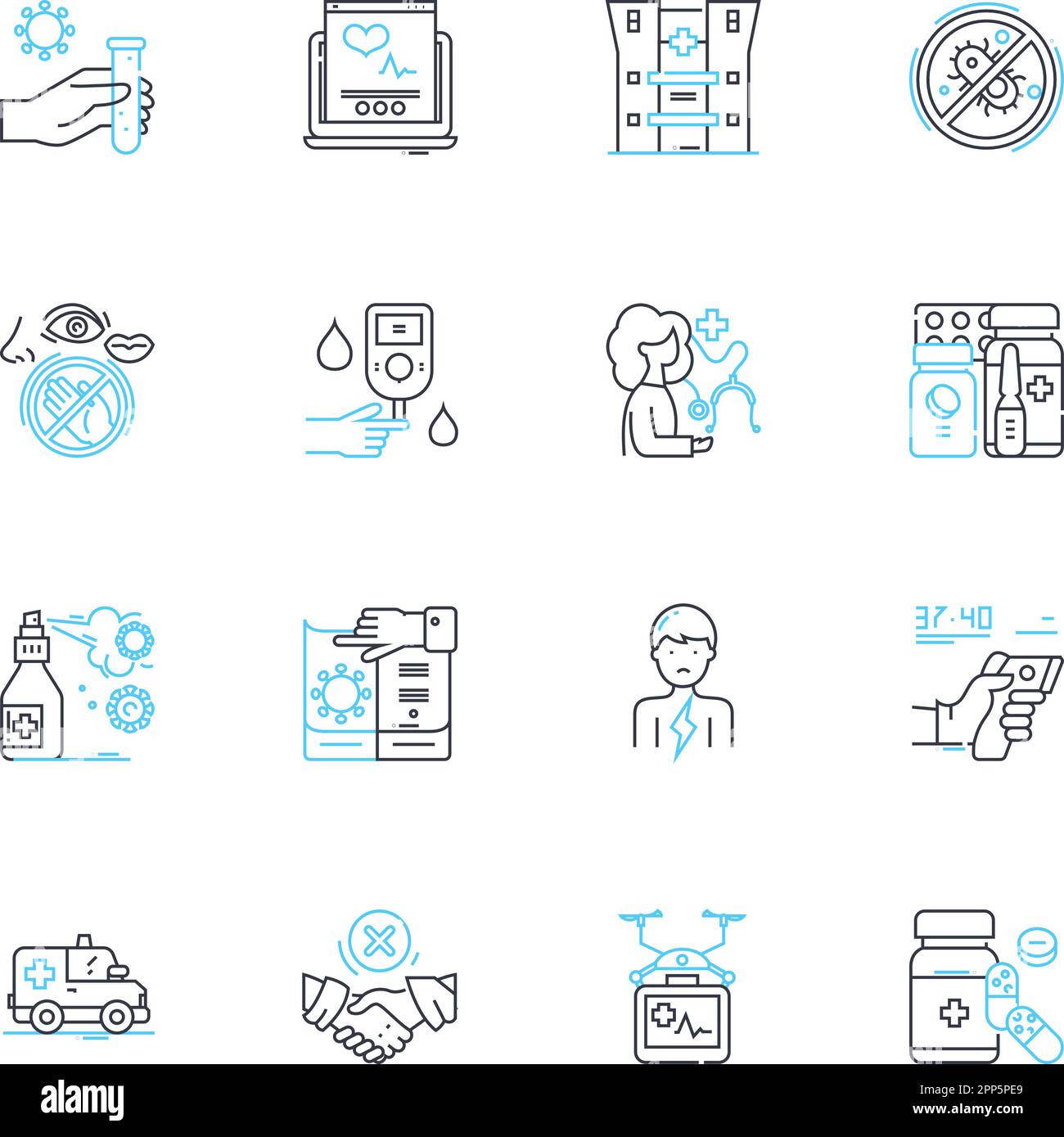 Digital therapy linear icons set. Virtual, Remote, Online, E-therapy