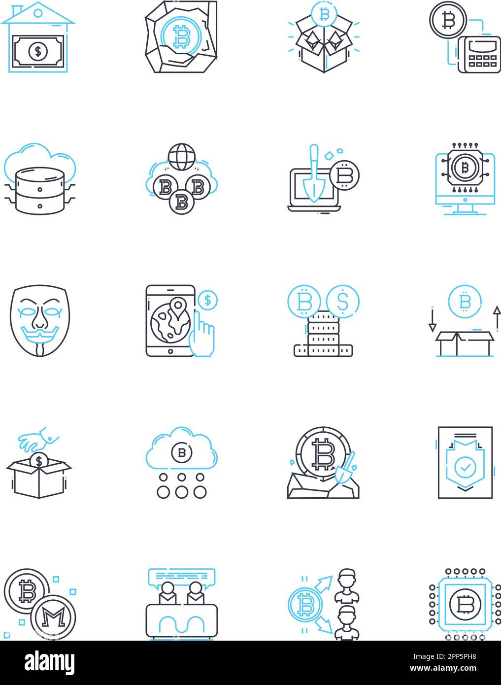 Urbanization trends linear icons set. Growth, Density, Migration ...