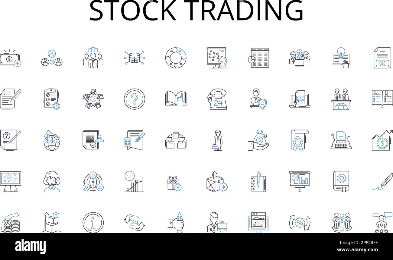 Stock trading line icons collection. Bookkeeping, Auditing, Taxation