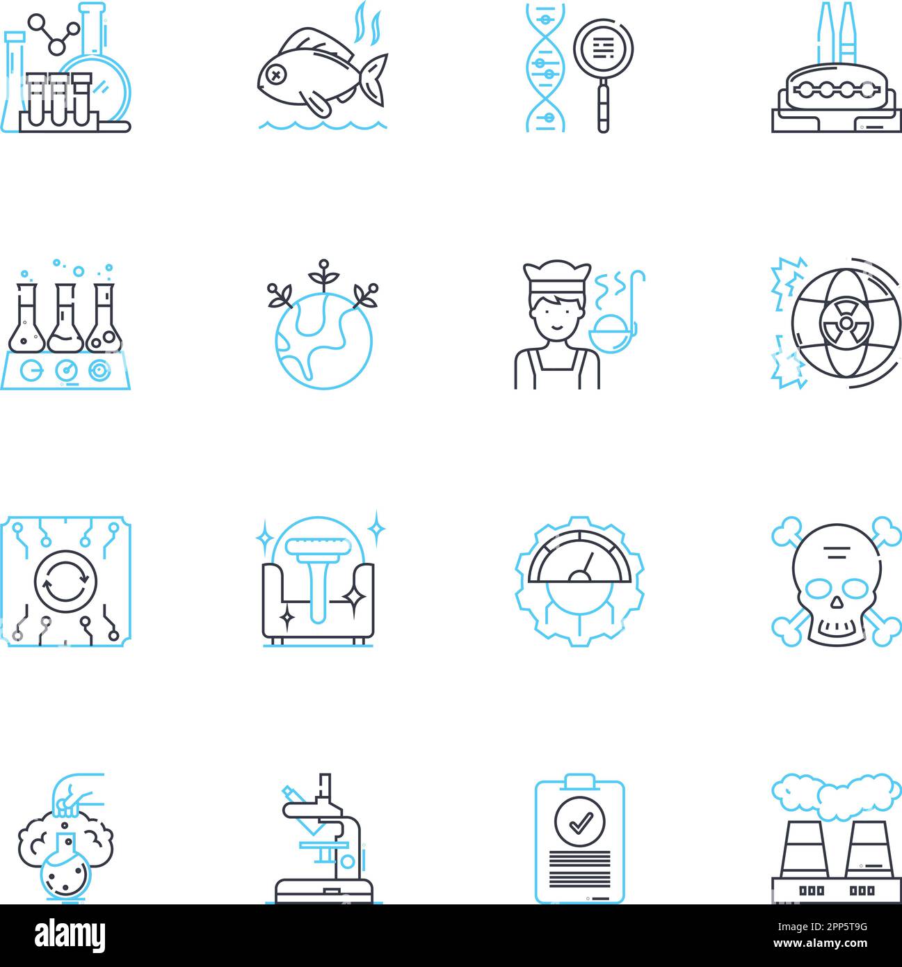 Chemical transformation linear icons set. Reactivity, Conversion