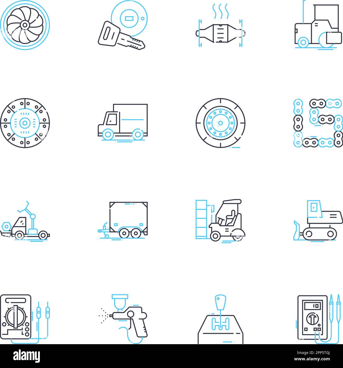 Vehicle linear icons set. Acceleration, Aerodynamics, Agility