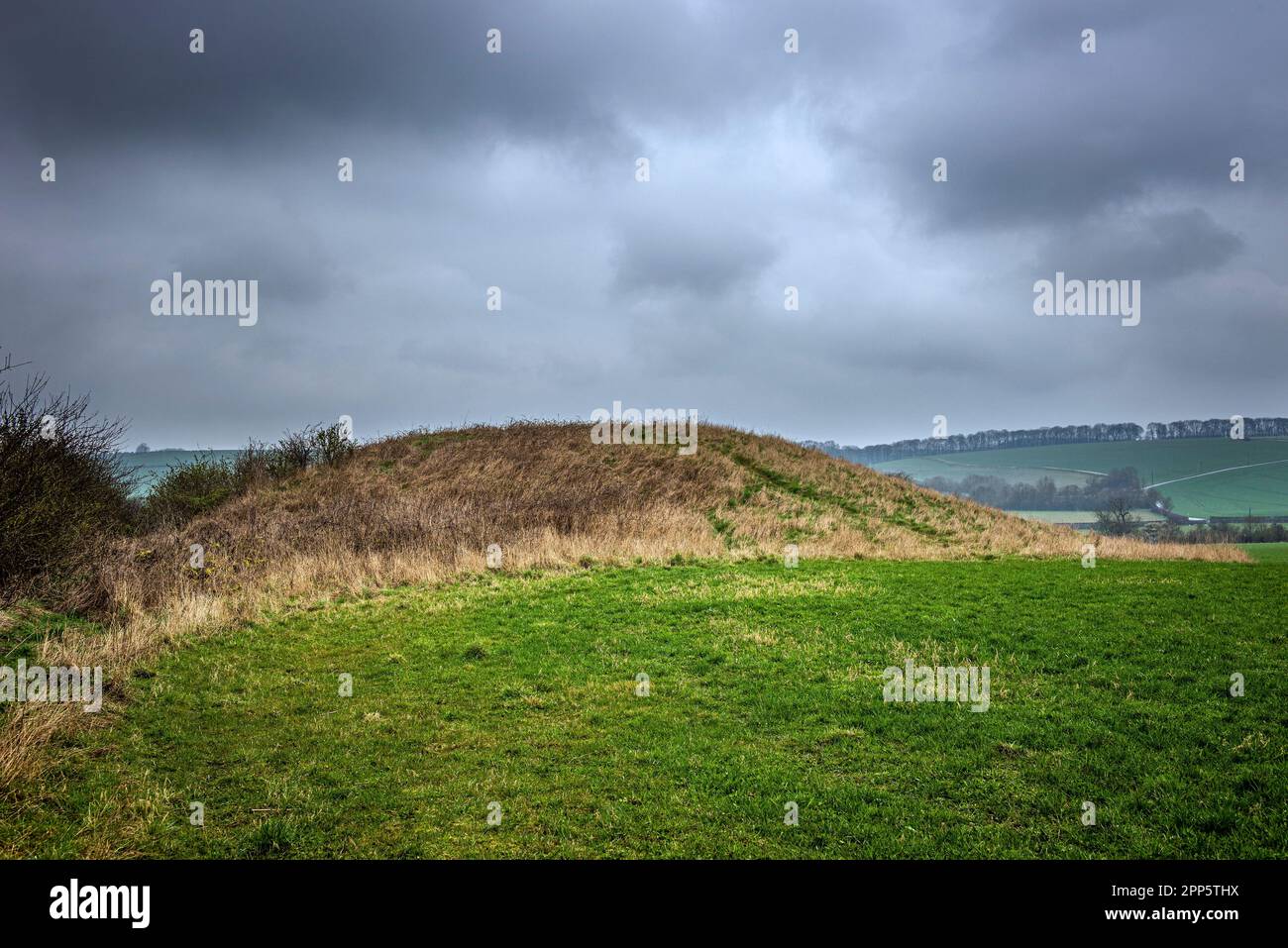 Duggleby Howe Neolithic round barrow near the village of Duggleby, North Yorkshire, UK Stock Photo
