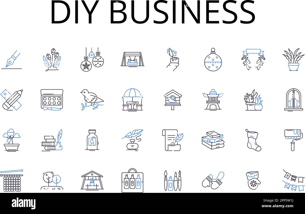 Diy business line icons collection. Handmade venture, Homemade