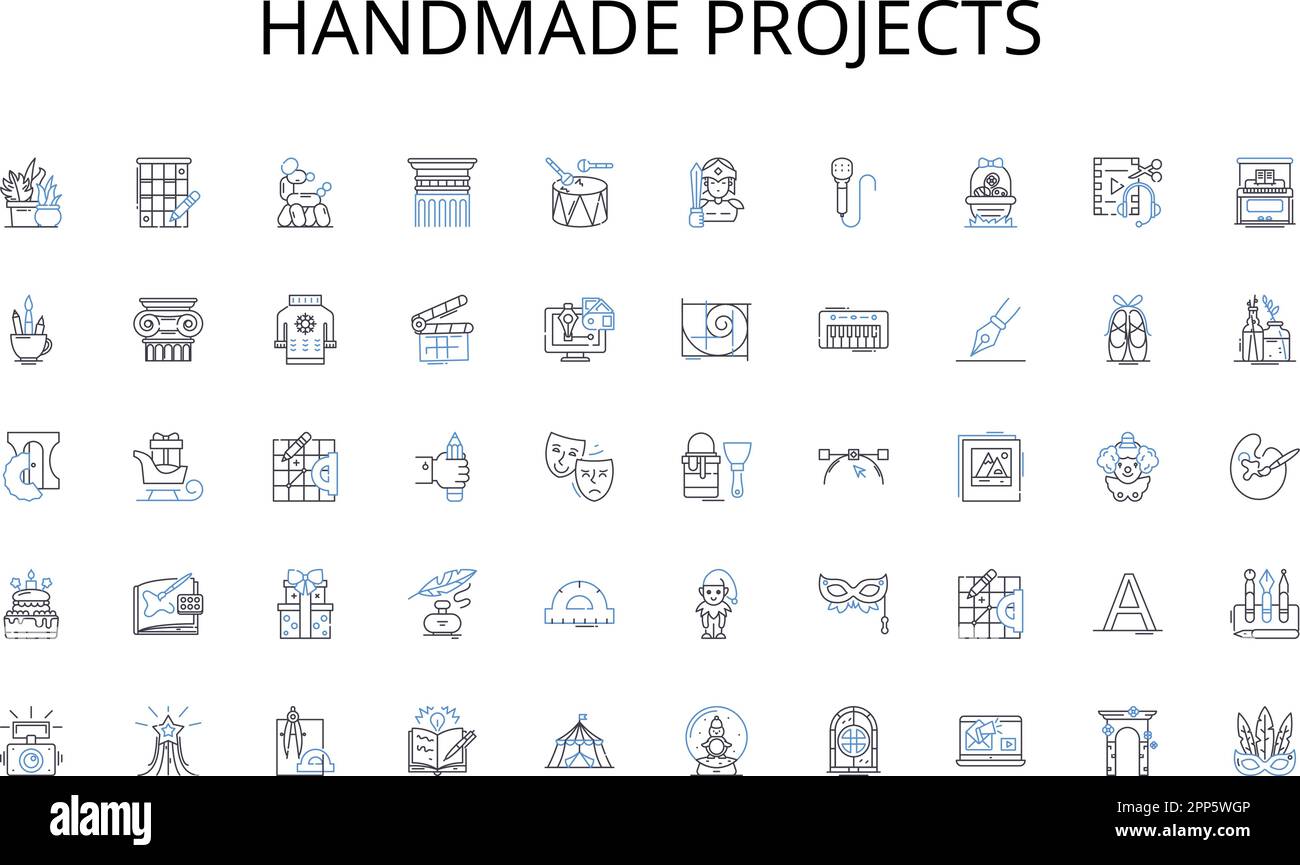 Handmade projects line icons collection. Frugality, Planning, Analysis, Organization, Savings, Efficiency, Control vector and linear illustration Stock Vector