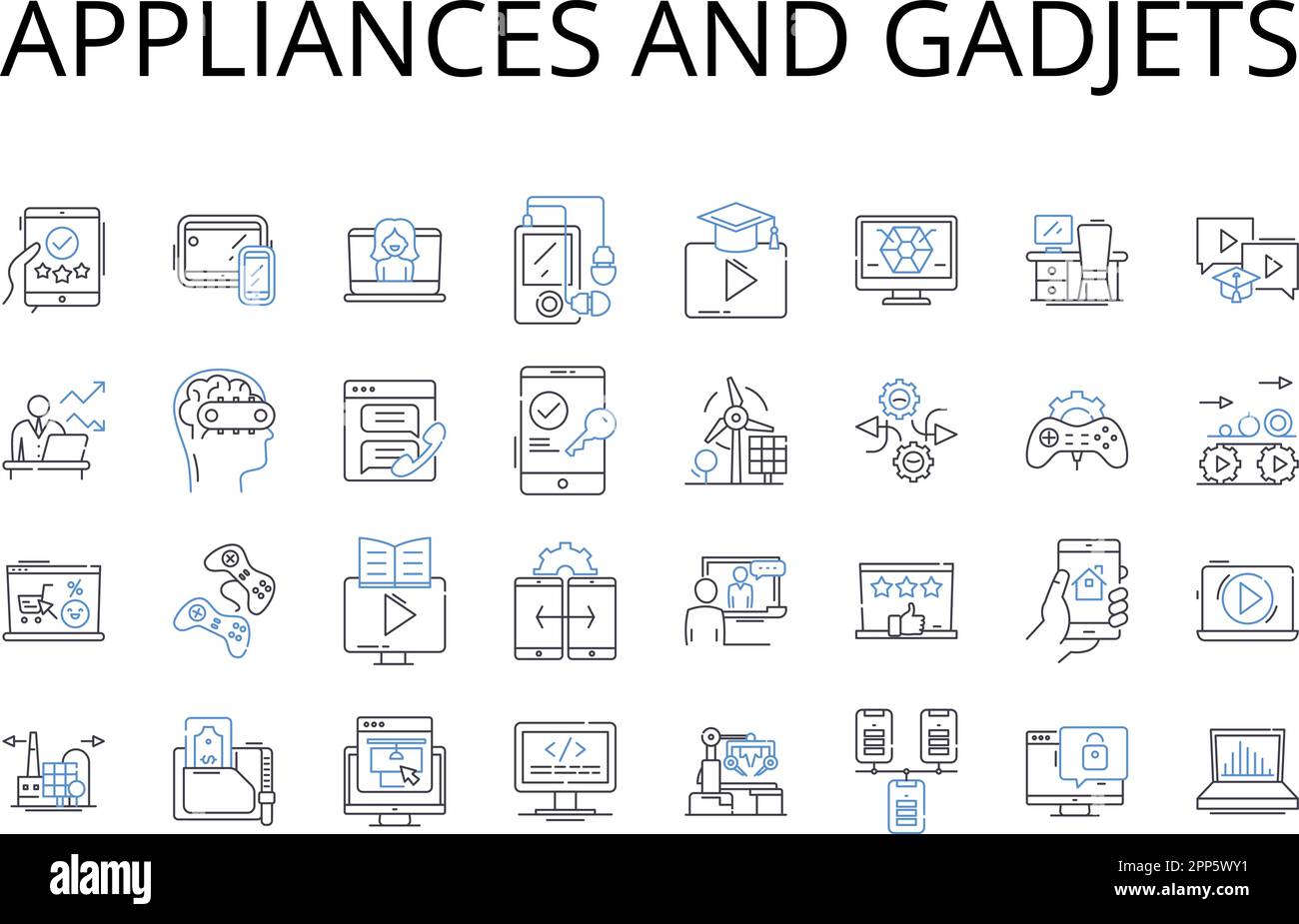 Appliances and gadjets line icons collection. Devices, Machines