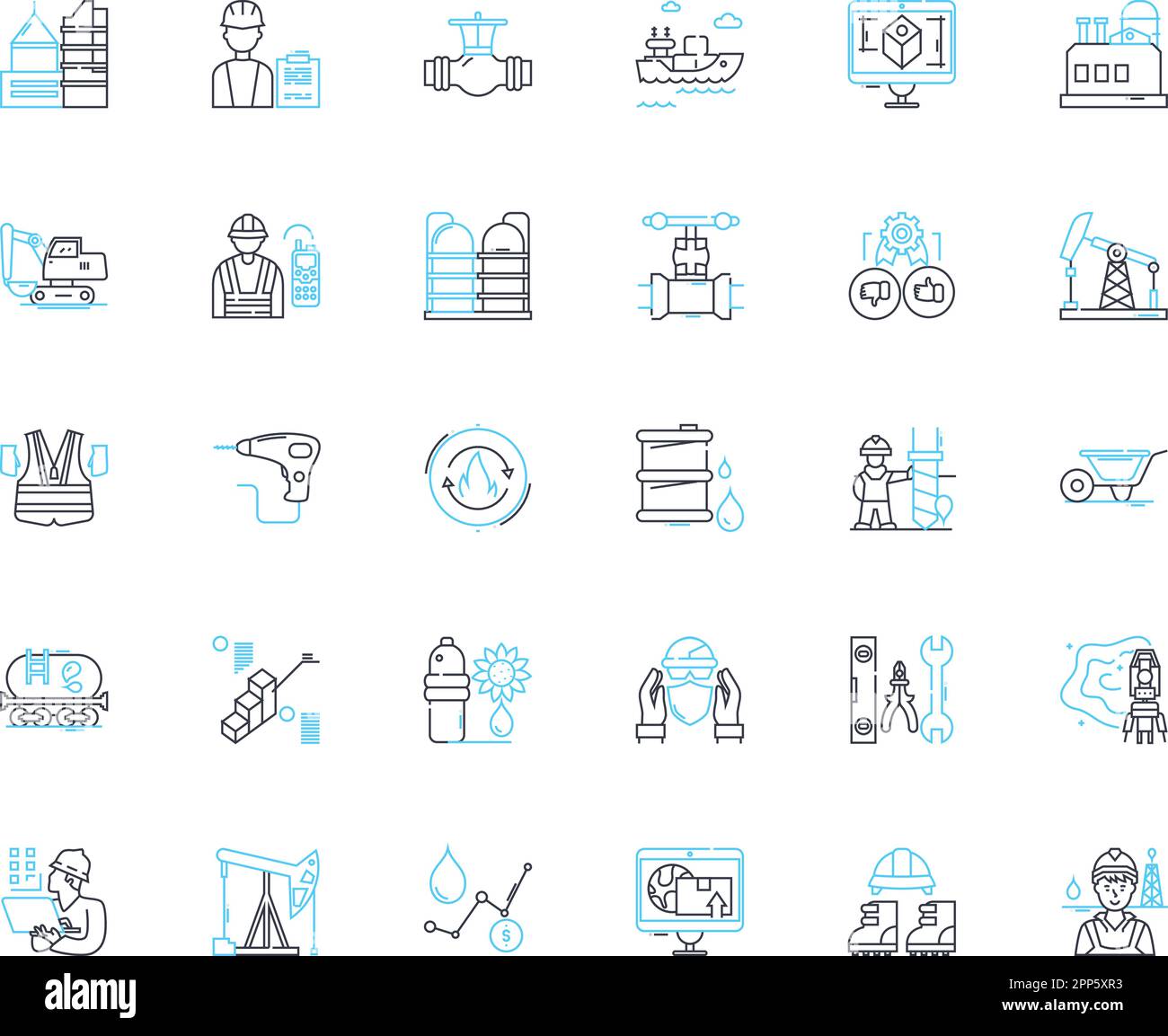 Commercial complex linear icons set. Retail, Business, Offices, Services, Restaurant, Parking, Convenience line vector and concept signs. Investment Stock Vector