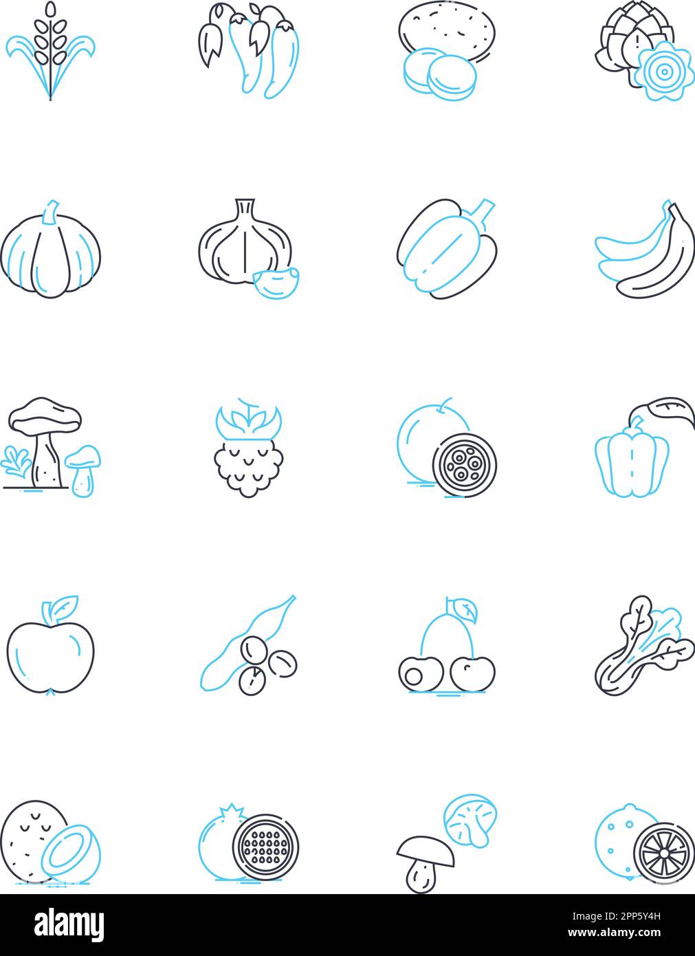 Grocery store linear icons set. Food, Produce, Meat, Dairy, Bakery ...
