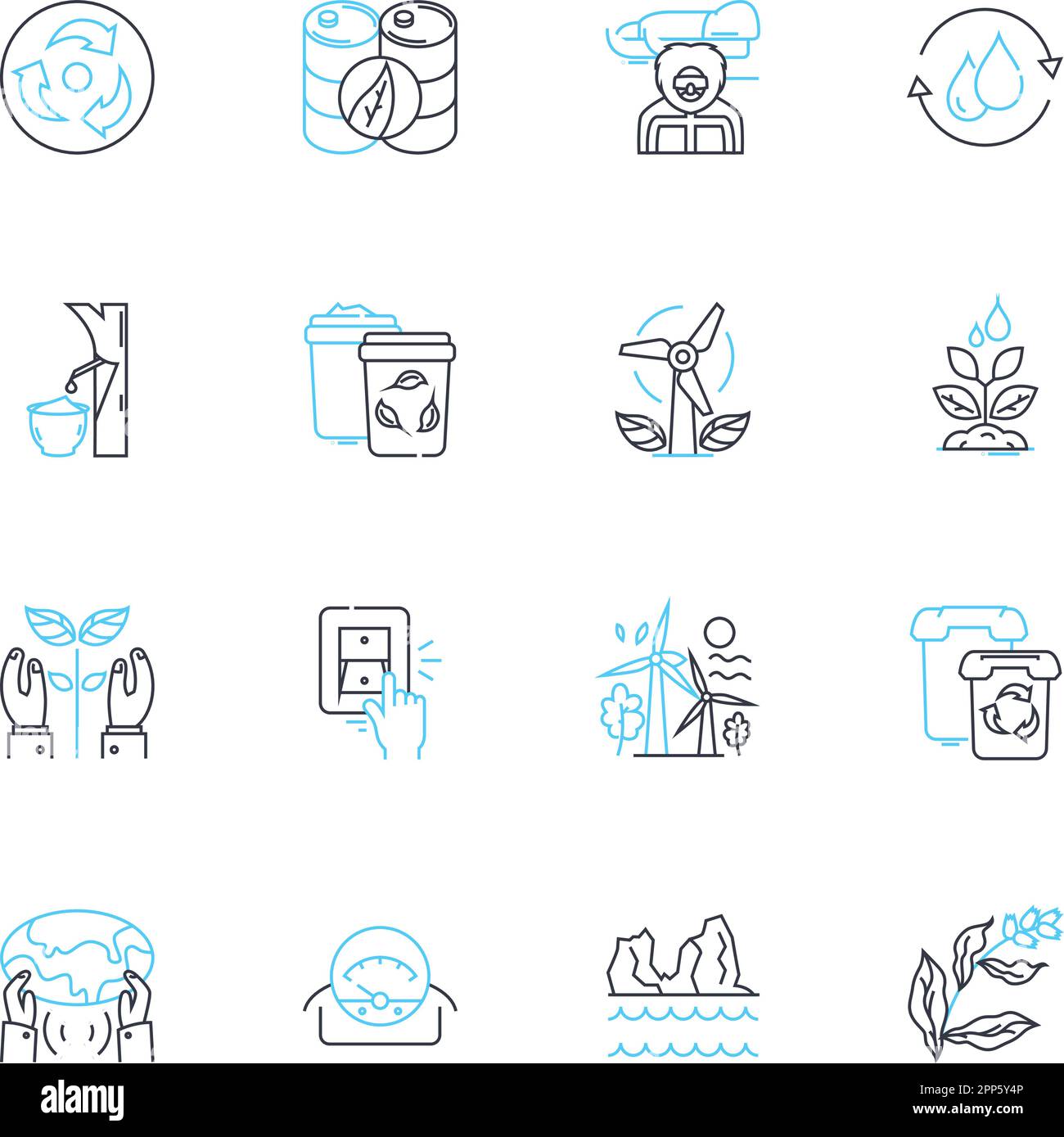 Natural resources linear icons set. Minerals, Fossil fuels, Timber, Water, Soil, Air, Biodiversity line vector and concept signs. Renewable,Non Stock Vector