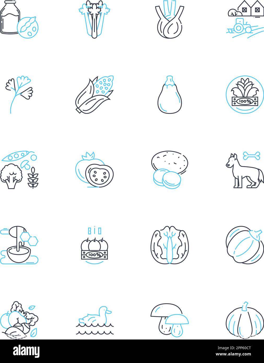 Horticulture linear icons set. Seeds, Soil, Watering, Pruning ...