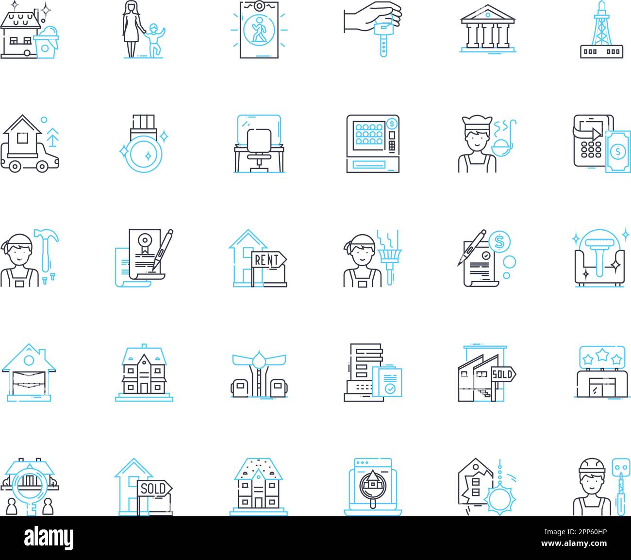 Intestacy linear icons set. Heirless, Estate, Probate, Will ...