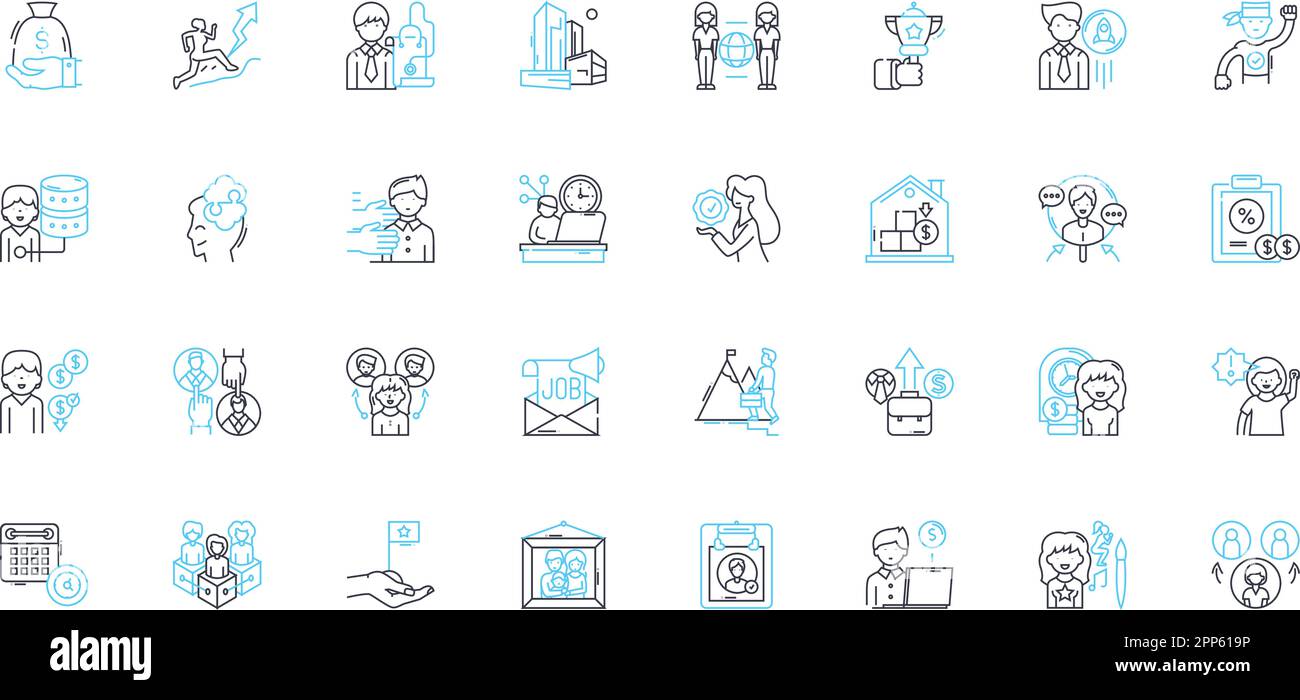 Team Dynamics linear icons set. Collaboration, Communication, Cohesion ...