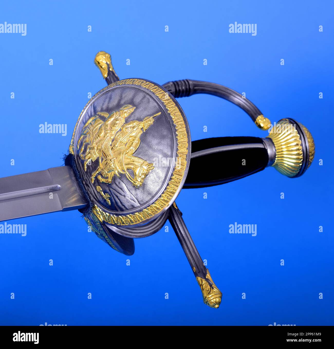 Sword hilt pommel blade and handle isolated over black Stock Photo Alamy