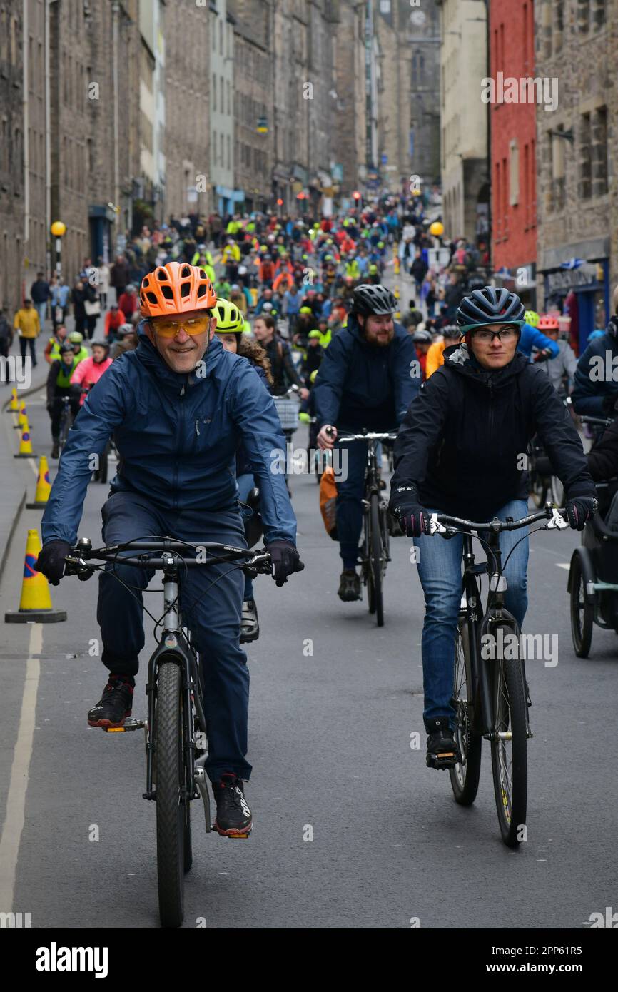 Edinburgh Scotland, UK 22 April 2023. Pedal On Parliament with hundreds