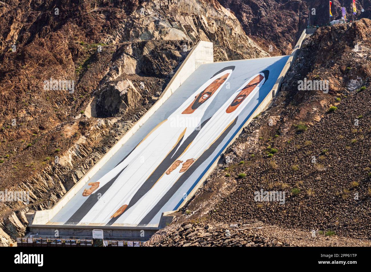 Sharjah, UAE -02.19.2023- Shot of the picture of the sheikhs on the Hatta mountains Stock Photo