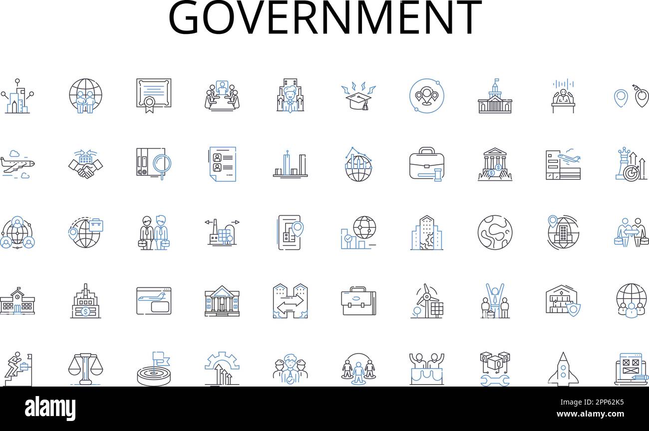 Government line icons collection. Sustainability, Philanthropy, Charity, Community, Ethics, Giving, Empathy vector and linear illustration. Advocacy Stock Vector