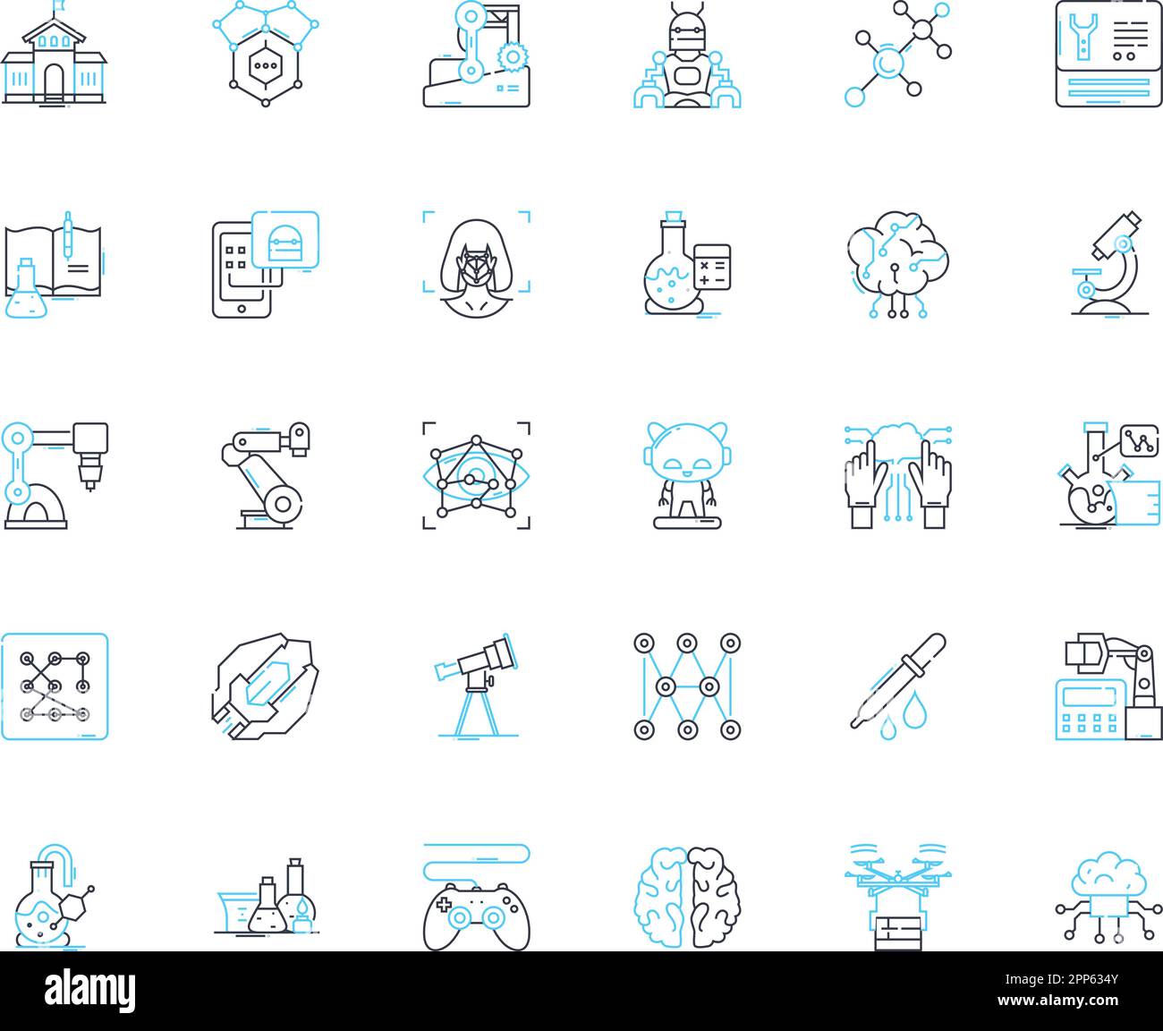 Nuclear Energy linear icons set. Fission, Fusion, Reactor, Radiation, Uranium, Plutonium, Electricity line vector and concept signs. Isotope,Chain Stock Vector