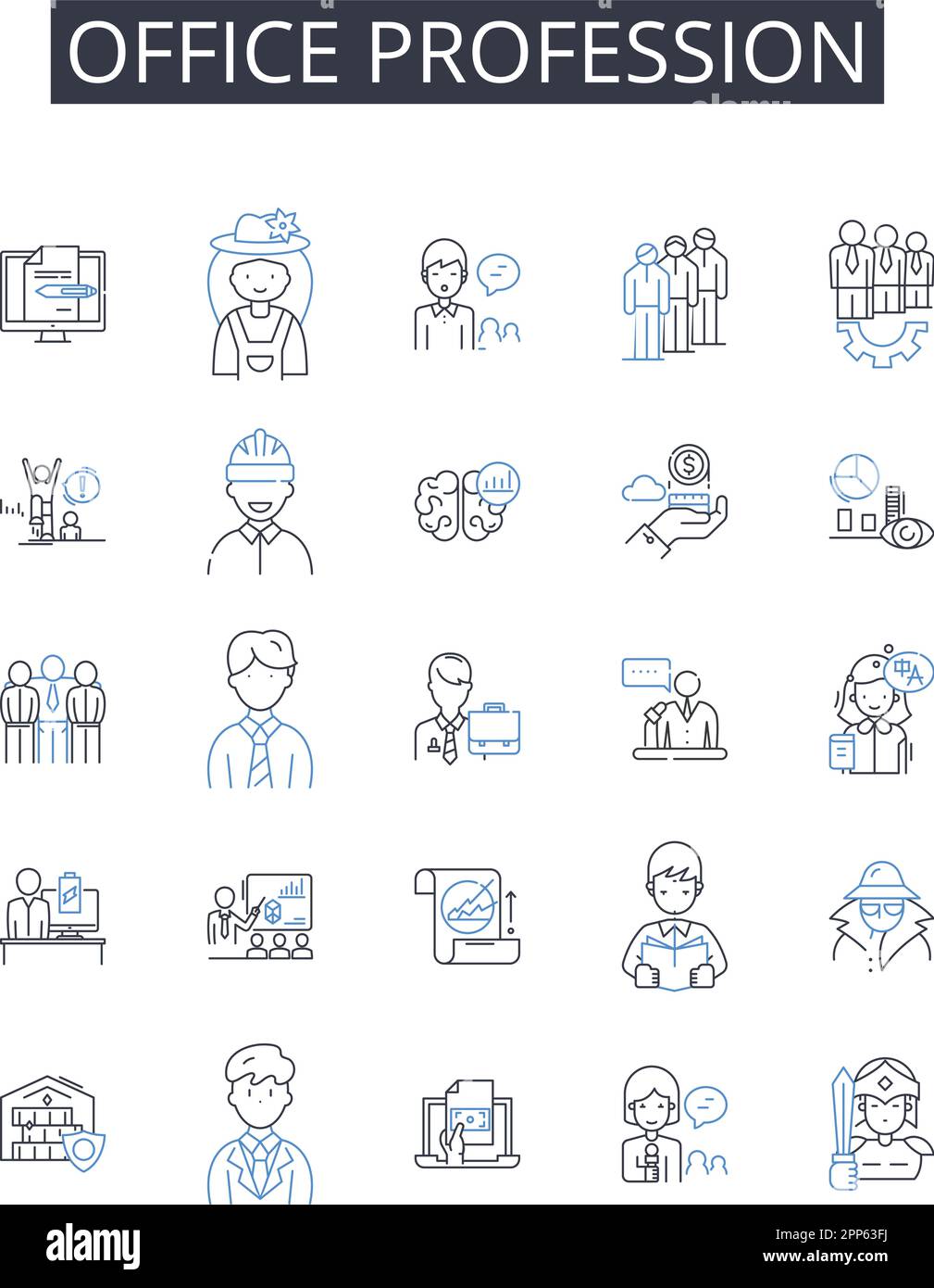 Office profession line icons collection. Job, Career, Occupation, Work