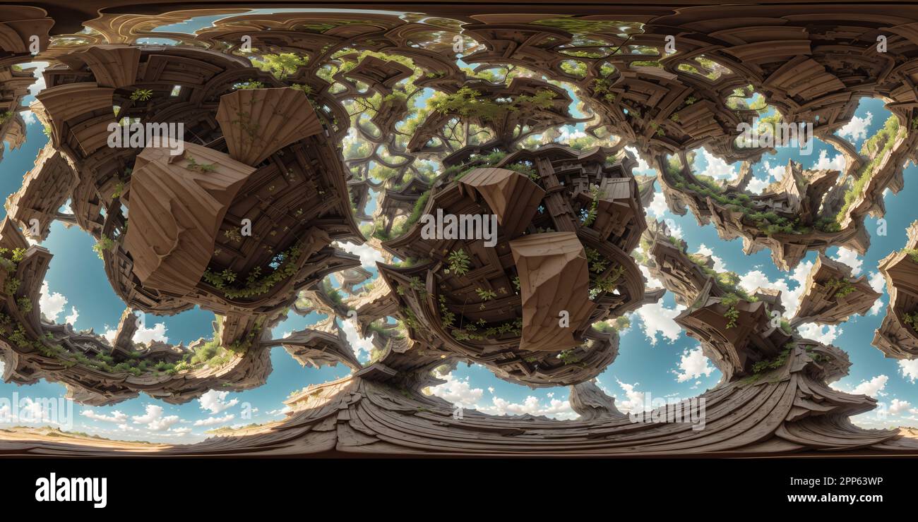 Architectural environment A mirror image of a landscape with trees and ...