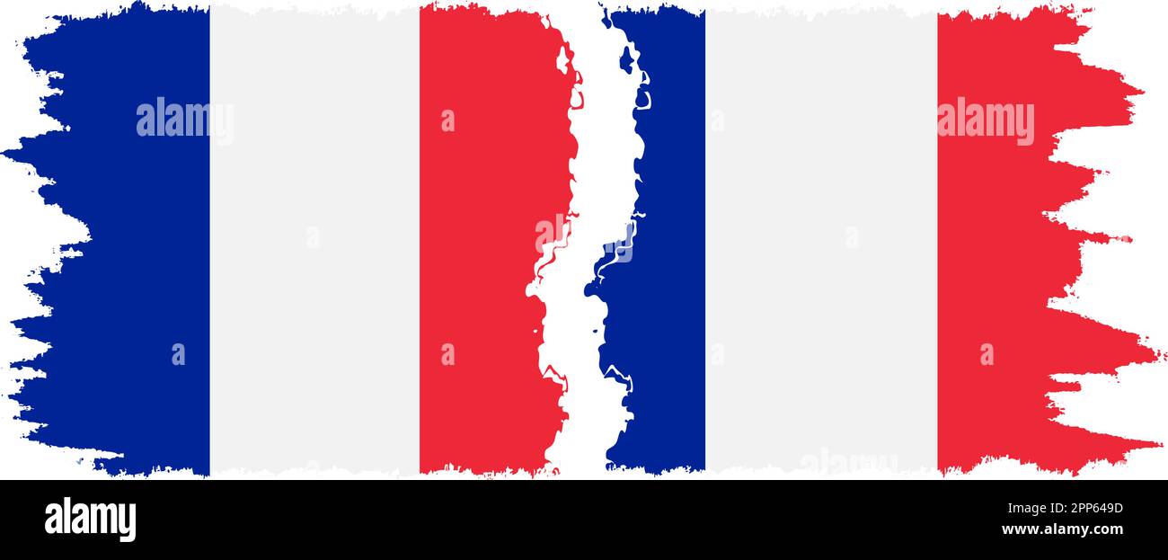 France and France grunge flags connection, vector Stock Vector