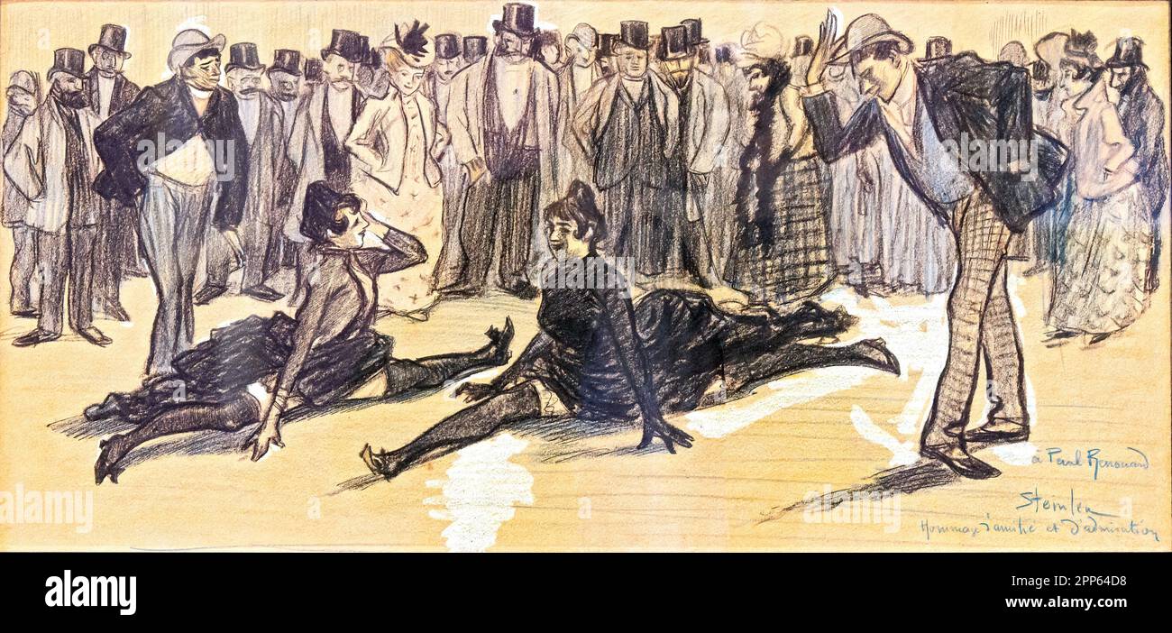 Théophile Alexandre Steinlen - La Goulue and Valentin le Désossé at a Ball in the Moulin Rouge - 1890. Stock Photo