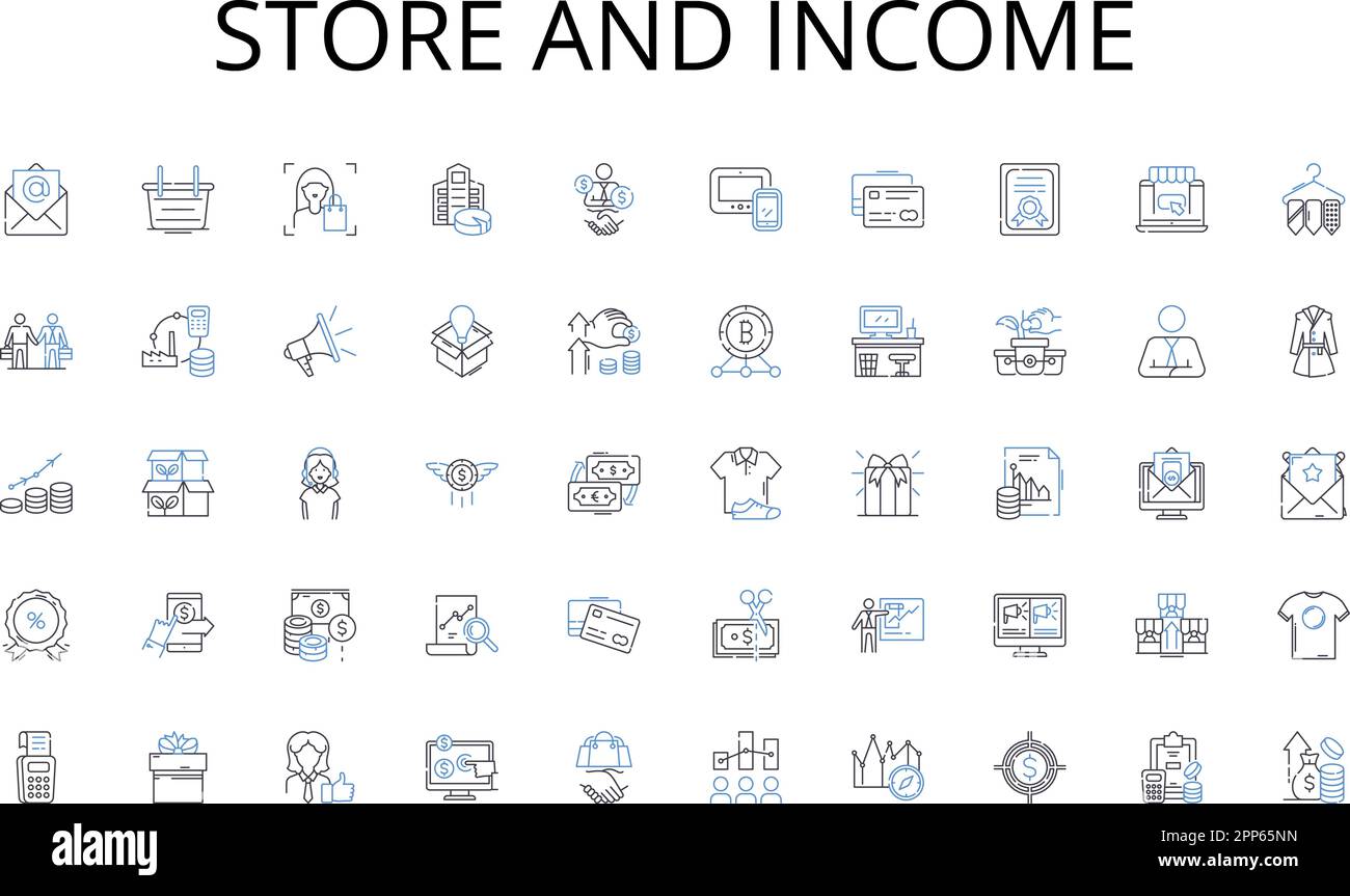 Store and line icons collection. Competition, Demographics