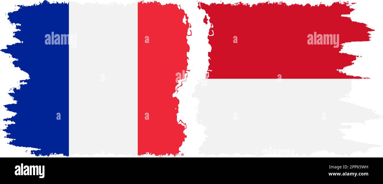 Monaco and France grunge flags connection, vector Stock Vector Image