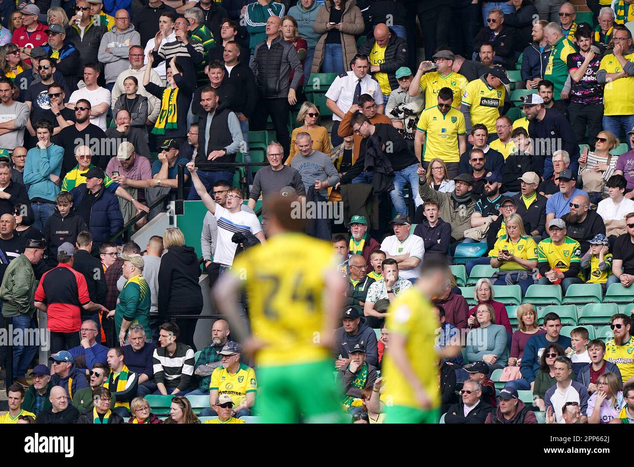 Norwich City fans head for the exits after they concede a second