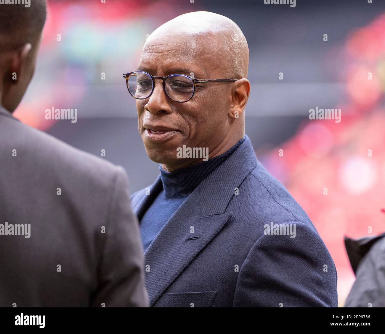 Former Arsenal striker Ian Wright before the FA Cup Semi Final football match between Manchester City and Sheffield United at Wembley Stadium in London, England. (Richard Callis/Sports Press Photo/SPP) Credit: SPP Sport Press Photo. /Alamy Live News Stock Photo