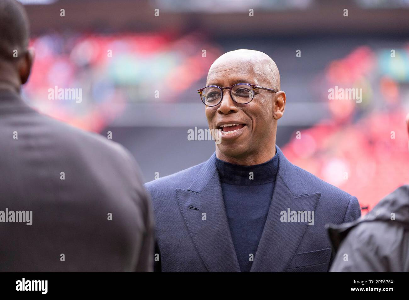 Former Arsenal striker Ian Wright before the FA Cup Semi Final football match between Manchester City and Sheffield United at Wembley Stadium in London, England. (Richard Callis/Sports Press Photo/SPP) Credit: SPP Sport Press Photo. /Alamy Live News Stock Photo