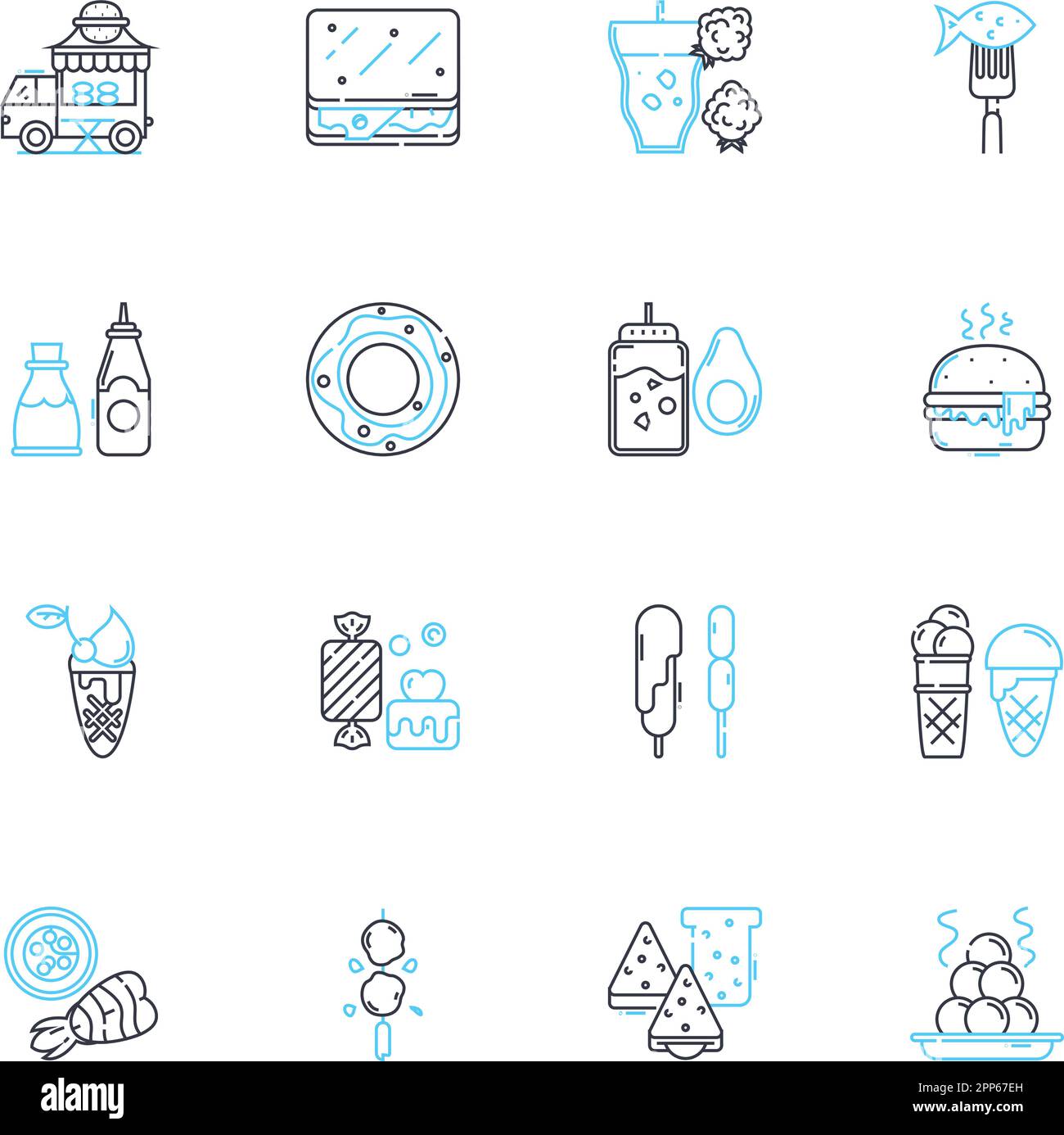 Grocery Supermarket linear icons set. Produce, Bakery, Meat, Dairy ...