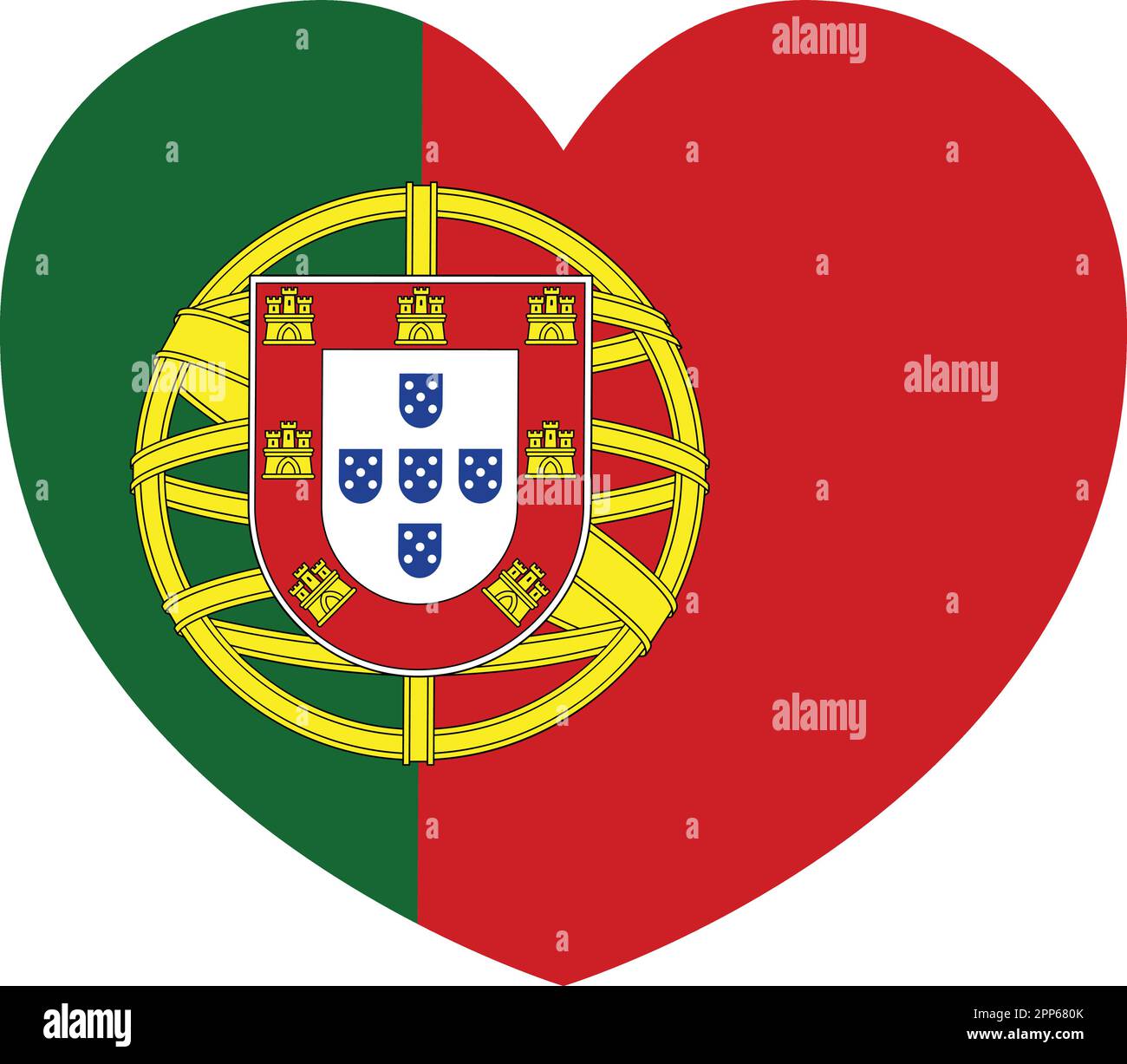 Portugal flag love heart 2022 D1 Stock Vector