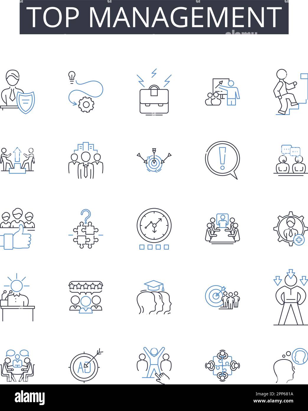 Top management line icons collection. Demographics, Psychographics, Behavior, Preferences, Insights, Segmentation, Personalization vector and linear Stock Vector