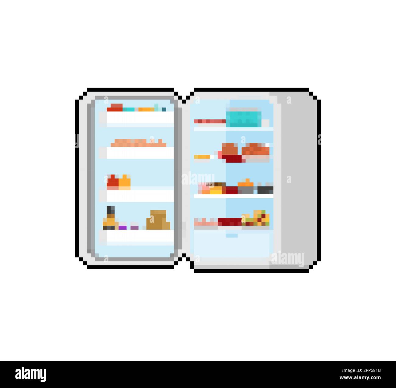 Open Fridge Pixel Art Refrigerator Pixelated Vector Illustration Stock Vector Image And Art Alamy 5403