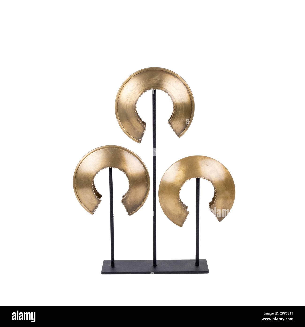 luxury decorative gold plated metal object isolated on white Stock