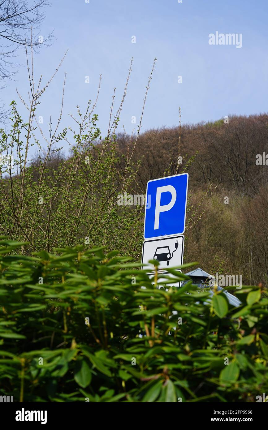 a sign for charging an electric vehicle car Stock Photo
