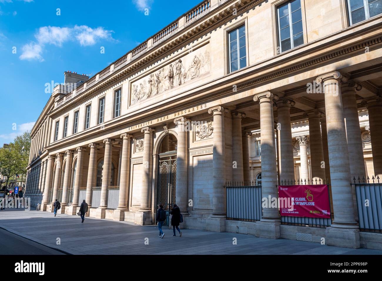 Entrance to the headquarters of the Paris-Cité University, to the interuniversity health library (BIU Santé), and to the museum of history of medicine Stock Photo