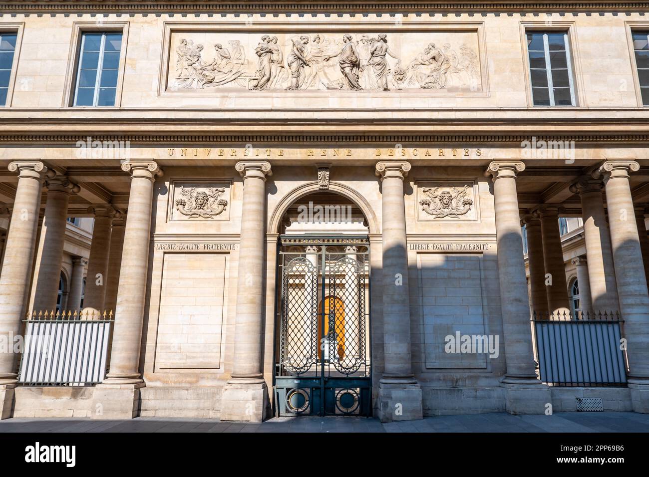 Entrance to the headquarters of the Paris-Cité University, to the interuniversity health library (BIU Santé), and to the museum of history of medicine Stock Photo