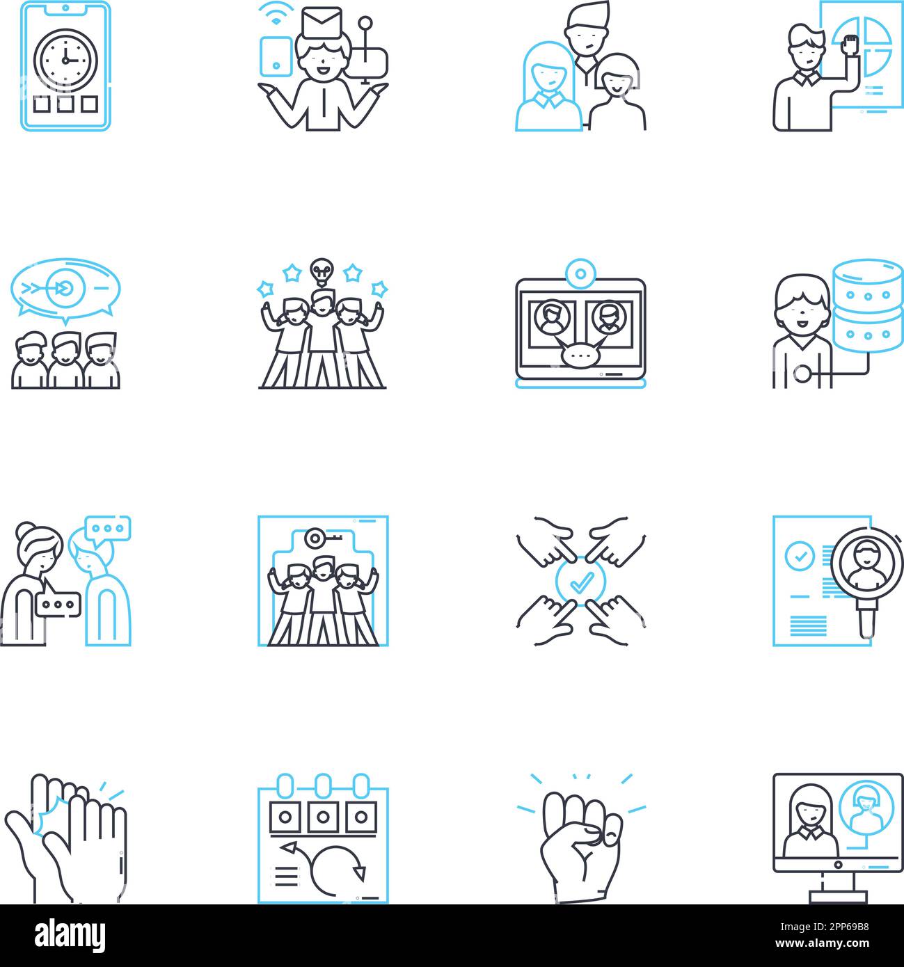 Boardroom conference linear icons set. Discussion, Strategy, Decisionmaking, Presentation