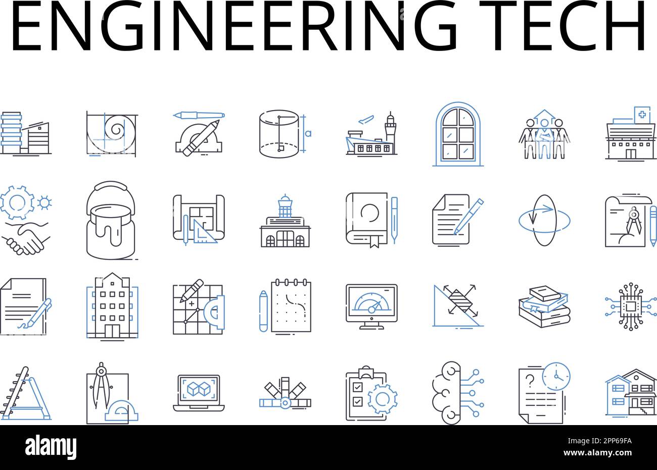 Engineering tech line icons collection. Accounting finance, Biology life, Chemistry science, Creative art, Decision making choice, Education learning Stock Vector