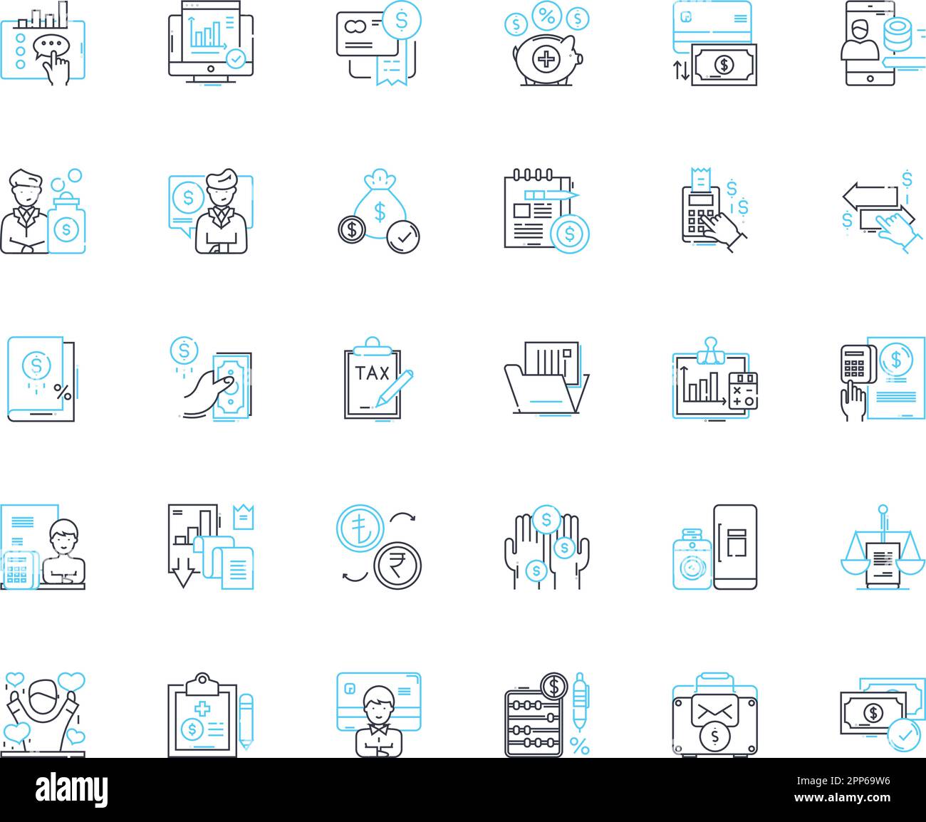 Adaptive Process linear icons set. Agility, Flexibility, Adaptability, Optimization, Efficiency, Continuous, Improvement line vector and concept signs Stock Vector