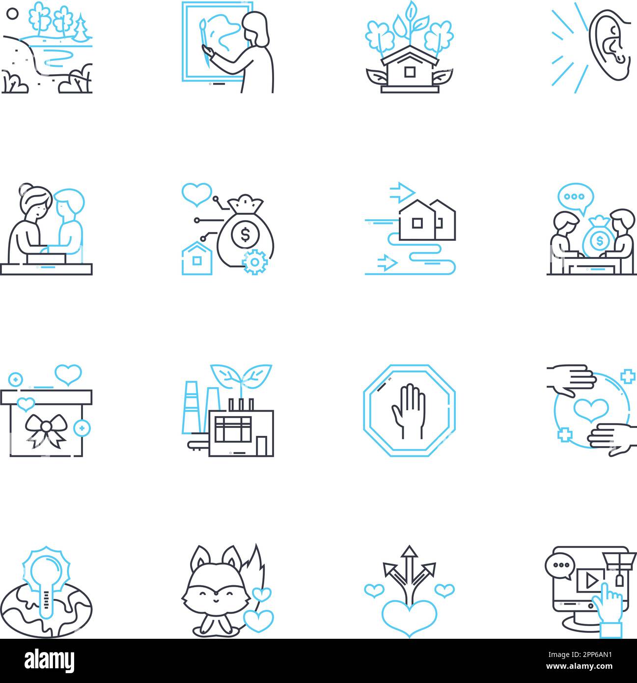 Conservation management linear icons set. Sustainability, Preservation, Restoration