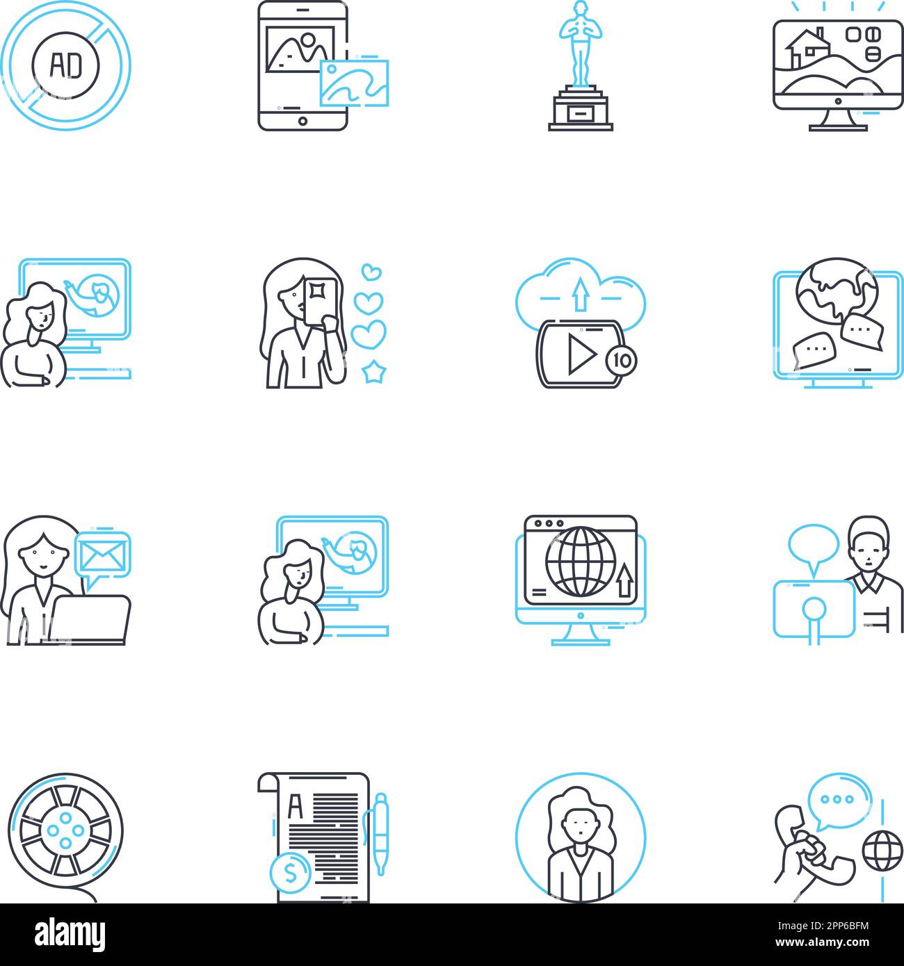 Social nerking linear icons set. Connections, Community, Interactions, Relationships, Engagement, Collaboration, Sharing line vector and concept signs Stock Vector