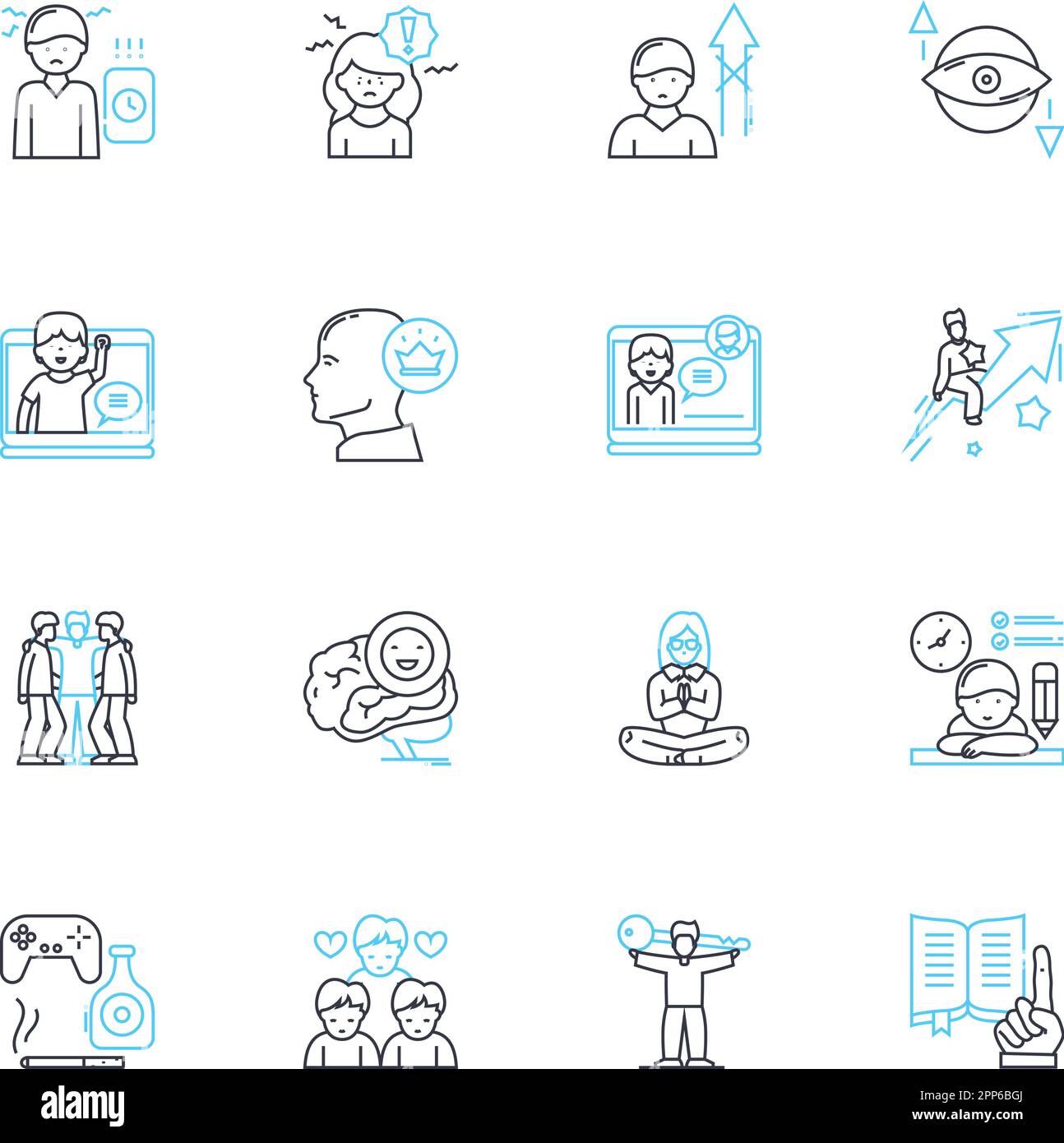 Mindbody connection linear icons set. Harmony, Balance, Integration