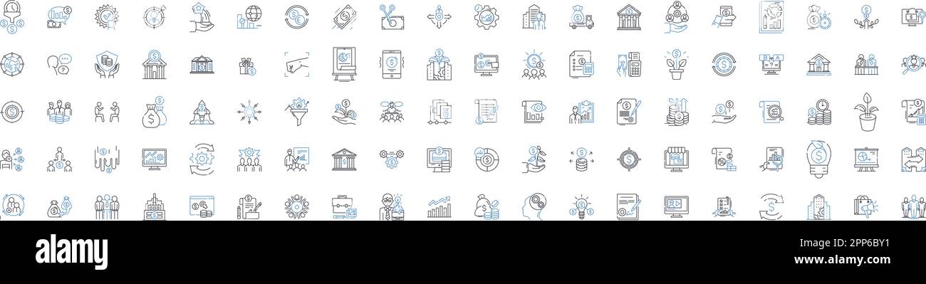 Trade administration line icons collection. Imports, Exports, Tariffs, Trade agreements, International trade, Trade deficits, Anti-dumping vector and Stock Vector