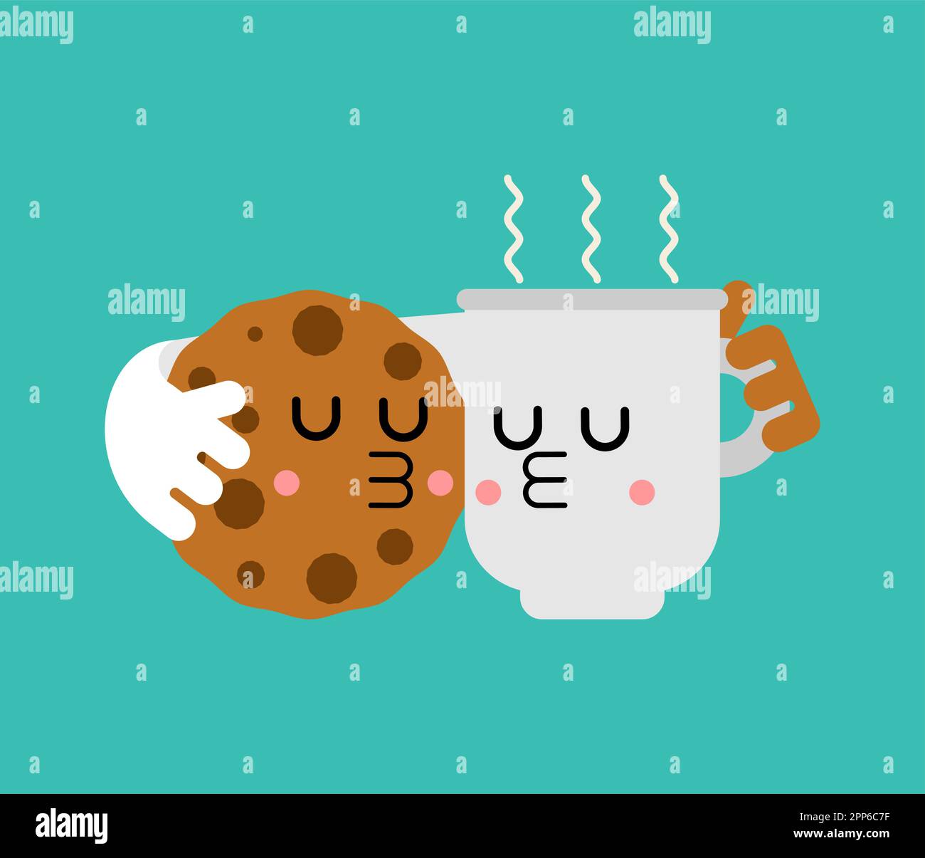 Coffee and cookies couple. Best friends concept Stock Vector