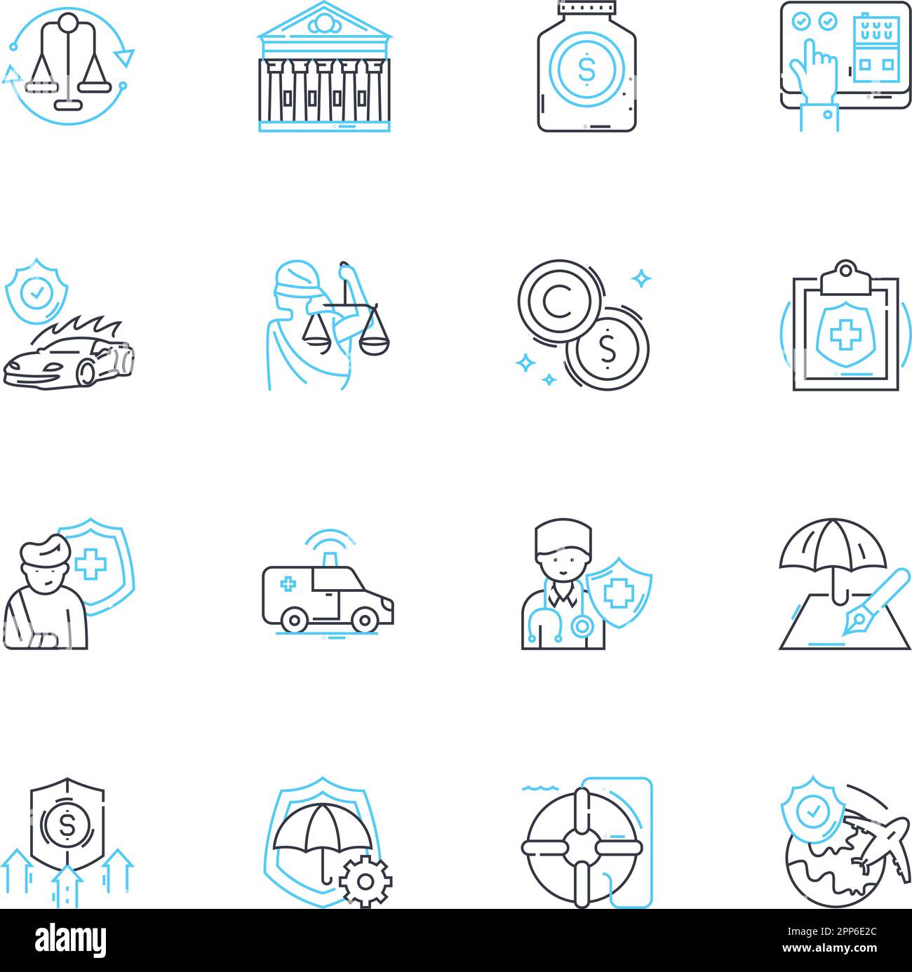 Policy linear icons set. Legislation, Guidelines, Regulations, Mandates, Principles, Rules, Laws line vector and concept signs. Decisions,Measures Stock Vector