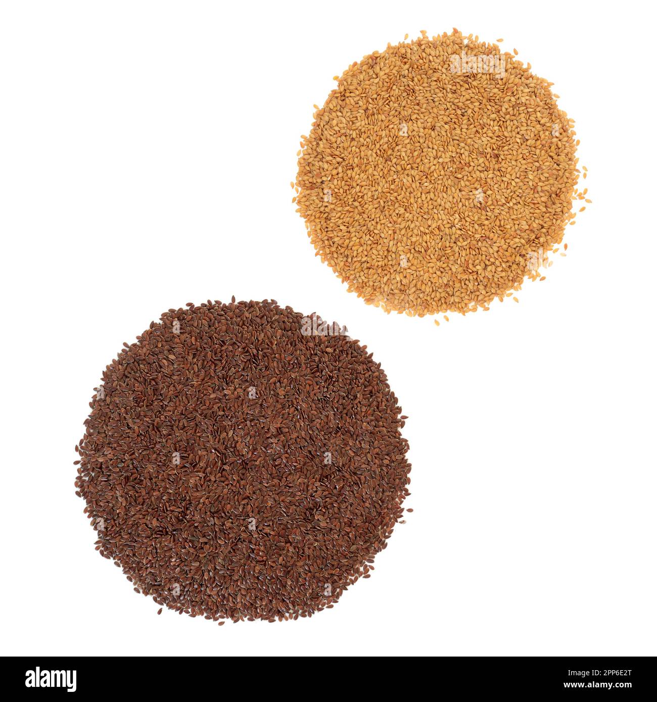 Flax seed, brown and golden varieties. Health food for low cholesterol